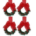 thumbnail image 1 of Christmas Kitchen Cabinet Wreaths with Red Ribbon Mini Christmas Wreath Small Kitchen Xmas Party Decor for Window Door (4Pc), 1 of 1