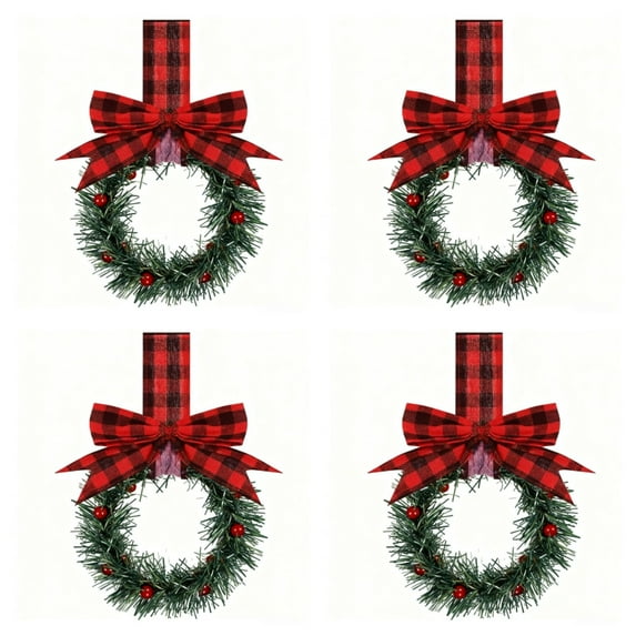 Christmas Kitchen Cabinet Wreaths with Ribbon Mini Christmas Wreath Small Kitchen Wreath Greenery Wreath for Window Door