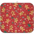 thumbnail image 1 of Christmas Kitchen Countertop Dish Drying Mat, Red Christmas Gingerbread Man Snowflake Pattern Microfiber Kitchen Drying Mat,Washable Absorbent Countertop Xmas Winter Holiday Dish Mat Drainer,16x18In, 1 of 7