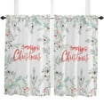 thumbnail image 1 of Christmas Kitchen Curtain 2 Panels Curtains 45 Inch Length, Xmas Botanical Snowflake Pine Cones Curtains Rod Pocket Curtains Window Drapes Treatment Window Cafe Curtains, 1 of 5