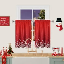 Christmas Kitchen Curtain Cafe Curtain Velvet Fabric 36 Inch Tier Curtains Window Treatment Rod Pocket for Home Decor 2 Panels for Bathroom, Living Room Christmas Decoration