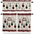 thumbnail image 1 of Christmas Kitchen Curtain Set Xmas Ball Buffalo Plaid Rod Pocket Kitchen Tier Curtains Valance Set 3 Piece Black Green Plaid Snowflake Christmas Window Curtain Valance Tier Set 54 in x 36 in, 1 of 5