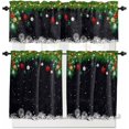 thumbnail image 1 of Christmas Kitchen Curtain Valance and Tiers Set Xmas Baubles Coniferous 3 Pc Window Treatment Pine Tree Twig Black 3 Pieces Rod Pocket Valance Set for Small Windows Bedroom 54 in x 24 in, 1 of 6