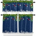 thumbnail image 1 of Christmas Kitchen Curtain Valance and Tiers Set Xmas Baubles Coniferous 3 Pc Window Treatment Pine Tree Twig Blue 3 Pieces Rod Pocket Valance Set for Small Windows Bedroom 54 in x 24 in, 1 of 6