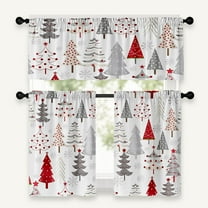 Christmas Kitchen Curtains 36 Inch Length,White Christmas Tree Curtain for Kitchen 3 Piece Set, Kitchens Window Curtains and Valances Over Sink for Kitchens Decoration Cortina de Navidad para cocina