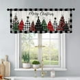 thumbnail image 1 of Christmas Kitchen Curtains Black and White Buffalo Plaid Christmas Tree Windows Valances Rod Pocket Curtain Valance for Bathroom Living Room Cafe 54x18 inch Window Treatment for Home Decor, 1 of 5