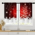 thumbnail image 1 of Christmas Kitchen Curtains Red Window Curtains Over Sink Set of 2, Winter Snowflakes Short Tier Curtain for Kitchen, Abstract Xmas Tree Kitchen Decor 26" x 36", 1 of 6