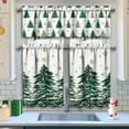 thumbnail image 1 of Christmas Kitchen Curtains Valances 3 Piece Set,Merry Xmas Trees Snowflake Rod Pocket Farmhouse Cafe Curtain Over Sink Window for Holiday Winter Decor 36 Inch, 1 of 7