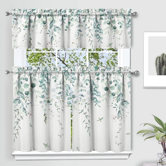 Christmas Kitchen Curtains and Valances Set of 3,Red Christmas Elk Snowflake Christmas Kitchen Decor, Winter Xmas Curtains and Valances Short Curtain Set for Kitchen Bedroom Holiday Decor 24 Inch