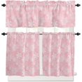 thumbnail image 1 of Christmas Kitchen Curtains and Valances Set, Pink White Snowflakes Pattern Windows Treatments Tiers Half/Short Curtains for Small Windows Cafe/Living Room/Bedroom 54x36 in Winter, 1 of 7