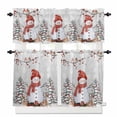 thumbnail image 1 of Christmas Kitchen Curtains and Valances Set, Red Xmas Snowman Pine Tree Branches Deer Bird Grey Rod Pocket Window Valance Window Curtain Panels for Living Room Bedroom Laundry, 27.5x36in, 3 Pieces, 1 of 7