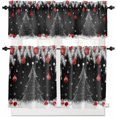 thumbnail image 1 of Christmas Kitchen Curtains and Valances Set, Rod Pocket Curtains Tier Farmhouse Window Curtains 24 Inch Length, Pine Tree Snowflake Ball Silver Leaves Black 3 Piece Kitchen Curtains Set, 1 of 6