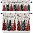 thumbnail image 1 of Christmas Kitchen Curtains and Valances Set, Rod Pocket Curtains Tier Farmhouse Window Curtains 24 Inch Length, Red Black Dots Grey Xmas Pine Trees Snowflake 3 Piece Kitchen Curtains Set, 1 of 6