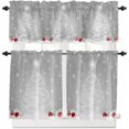 thumbnail image 1 of Christmas Kitchen Curtains and Valances Set, Rod Pocket Curtains Tier Farmhouse Window Curtains 24 Inch Length, Winter Snowflake Xmas Pine Tree Ball Grey 3 Piece Kitchen Curtains Set, 1 of 6