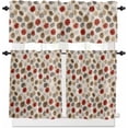 thumbnail image 1 of Christmas Kitchen Curtains and Valances Set, Rod Pocket Curtains Tier Farmhouse Window Curtains 24 Inch Length, Winter Xmas Pinecone Plants Retro Farmhouse 3 Piece Kitchen Curtains Set, 1 of 6