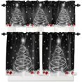 thumbnail image 1 of Christmas Kitchen Curtains and Valances Set, Rod Pocket Curtains Tier Farmhouse Window Curtains 24 Inch Length, Xmas Pine Tree Winter Snowflake Ball Black 3 Piece Kitchen Curtains Set, 1 of 6