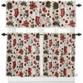 thumbnail image 1 of Christmas Kitchen Curtains and Valances Set, Rod Pocket Curtains Tier Farmhouse Window Curtains 24 Inch Length, Xmas Stocking Snowman Snowflake Poinsettia 3 Piece Kitchen Curtains Set, 1 of 6