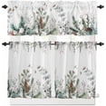 thumbnail image 1 of Christmas Kitchen Curtains and Valances Set, Rod Pocket Curtains Tier Farmhouse Window Curtains 36 Inch Length, Winter Pine Leaves Eucalyptus Leaf Plants 3 Piece Kitchen Curtains Set, 1 of 6