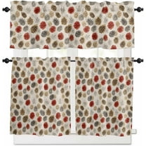 Christmas Kitchen Curtains and Valances Set, Rod Pocket Curtains Tier Farmhouse Window Curtains 36 Inch Length, Winter Xmas Pinecone Plants Retro Farmhouse 3 Piece Kitchen Curtains Set