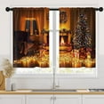 thumbnail image 1 of Christmas Kitchen Curtains Window Curtains Over Sink Set of 2, Room Bright Light Fireplace Short Tier Curtain for Kitchen, Xmas Tree Gifts Kitchen Decor 27.5" x 36", 1 of 6