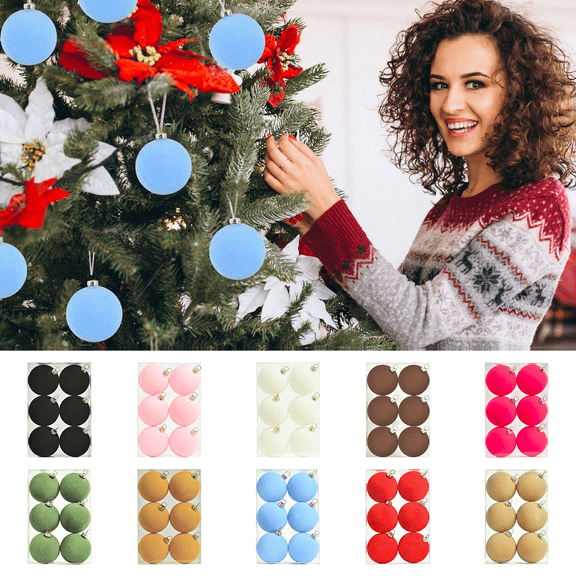 Christmas Kitchen Decor Velvet Balls Ornaments 2.36-Inch For Christmas Tree Shower First Christmas Decorations Birthday Party 6pcs