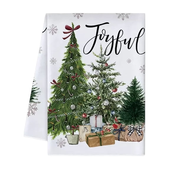 Christmas Kitchen Dish Towel/Holiday Tea Towel Set – Decorative dish towels printed with Christmas tree designs, perfect for holiday table settings