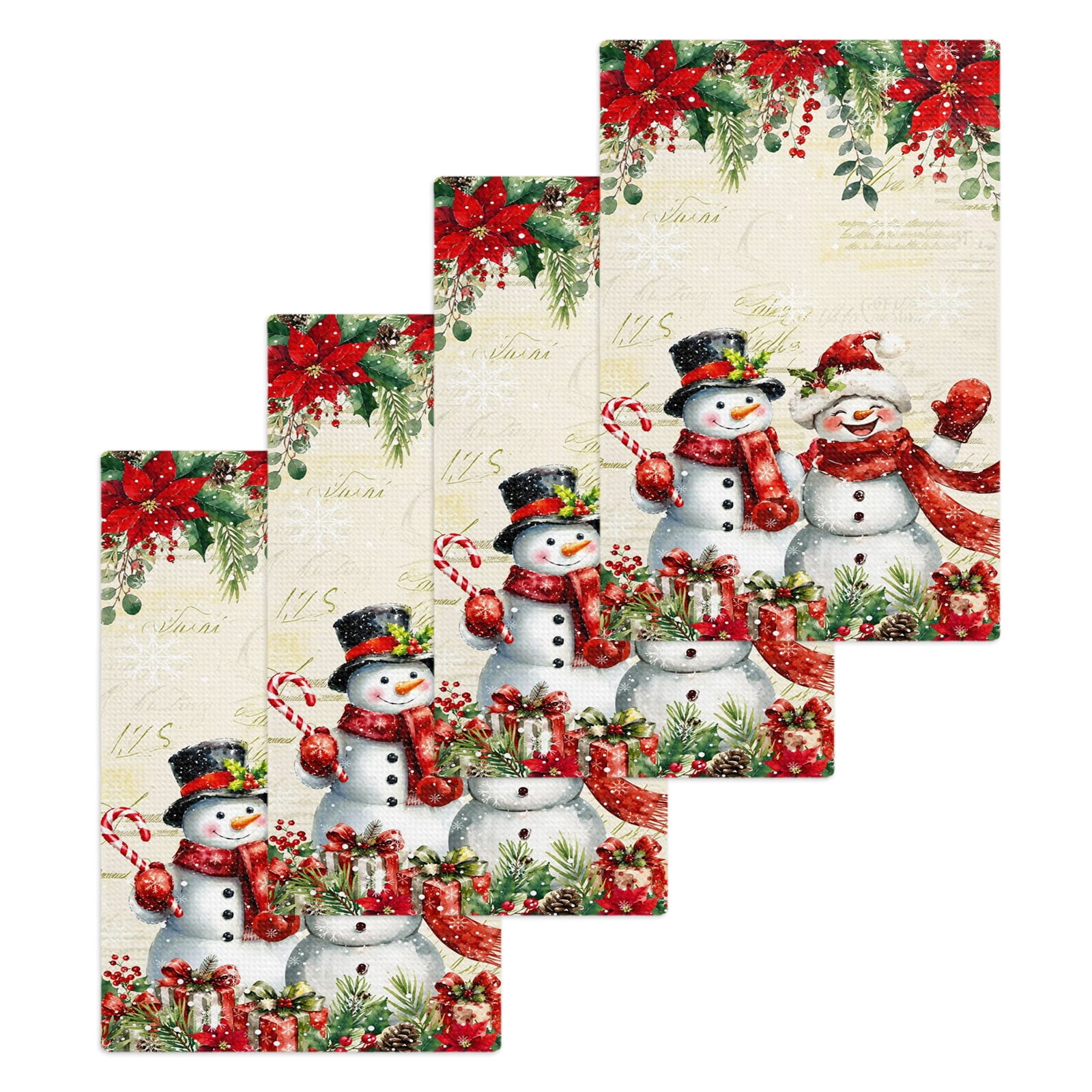 Christmas Kitchen Dish Towels for Drying Dishes Set of 4, Snowman ...