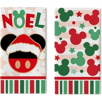 Christmas Kitchen Dish Towels Set of 2, Red Green Xmas Holiday Drying Hand Towels Baking Cooking Cloth, Winter Noel Stars Stripes Home Kitchen Decoration 18 x 26 Inch