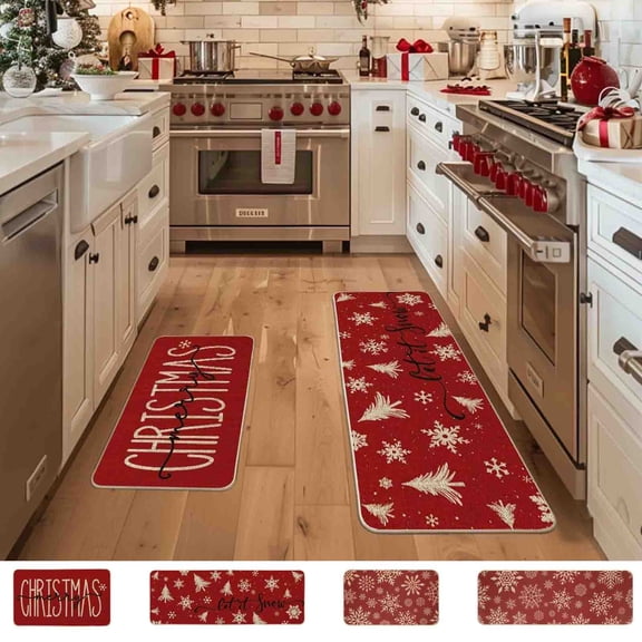 Christmas Kitchen Floor Mat - Oil & Stain-Proof, Wear-Resistant Door/Entryway Mat, Festive Design, Durable Material, Easy to Clean, Protects Floors While Enhancing Holiday Vibe, 23.62*15.75in, C