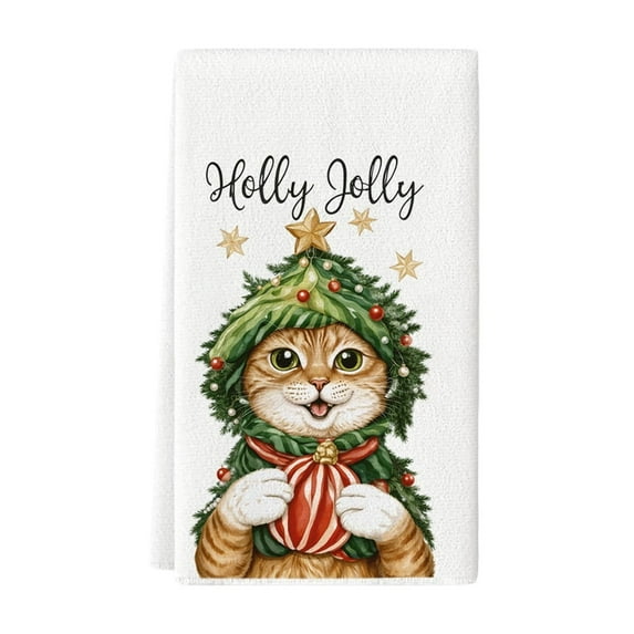 Christmas Kitchen Hand Towel – 15.8x23.6 in Soft Hanging Dish Towel with Cute Ghost Design, Quick-Dry Towel for Sink, Bathroom, or Holiday Gift