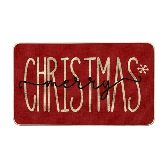 Christmas Kitchen Mat, Anti Slip Mats for Floor Cushioned Red Kitchen Rugs, Snowflake Xmas Tree Pattern Waterproof Rug for Home Decor (A)