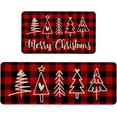 thumbnail image 1 of Christmas Kitchen Mat, Merry Christmas Kitchen Rugs Set of 2, Christmas Trees Holiday Low-Profile Washable Non-Slip Floor Mats for Winter Christmas Kitchen Decor - 17x29 and 17x47 Inch, 1 of 6