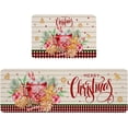 thumbnail image 1 of Christmas Kitchen Mat Rug Set of 2 Hot Cocoa Gingerbread Man Plaid Pine Needles Runner Rug Anti-Fatigue Comfort Memory Foam Standing Mat Non-Slip Floor Door Mat for Bathroom Bedroom 18x30in+18x60in, 1 of 6