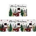 thumbnail image 1 of Christmas Kitchen Mat Rug Set of 2 Snowman Buffalo Xmas Tree Snowflakes White Runner Rug Anti-Fatigue Comfort Memory Foam Standing Mat Non-Slip Floor Door Mat for Bathroom Bedroom 18x30in+18x48in, 1 of 6