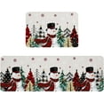 thumbnail image 1 of Christmas Kitchen Mat Rug Set of 2 Snowman Red Buffalo Xmas Tree Snowflakes Beige Runner Rug Anti-Fatigue Comfort Memory Foam Standing Mat Non-Slip Floor Door Mat for Bathroom Bedroom 18x30in+18x60in, 1 of 6