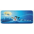 thumbnail image 1 of Christmas Kitchen Mat, Snowy Landscape Pines Houses Starry Sky Full Moon and Santa with Present, Plush Decorative Kitchen Mat with Non Slip Backing, 47" X 19", Blue Eggshell White, by Ambesonne, 1 of 1