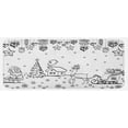 thumbnail image 1 of Christmas Kitchen Mat, Tree Ornaments with Santa Sleigh Rudolph Reindeer Toys Jingle Bells Image, Plush Decorative Kitchen Mat with Non Slip Backing, 47" X 19", Black and White, by Ambesonne, 1 of 1