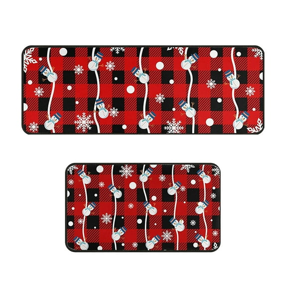Christmas Kitchen Mats, Non-Slip Floor Rugs, Absorbent L-Shaped Kitchen Mat Set for Holiday Decor, Polyester Fiber Material, Machine Washable, Cushioned Anti-Fatigue, Durable and Easy to Clean