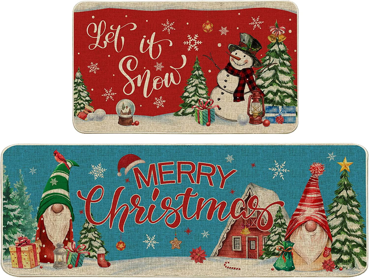 Christmas Kitchen Mats Set of 2 , Christmas Kitchen Rugs and Mats
