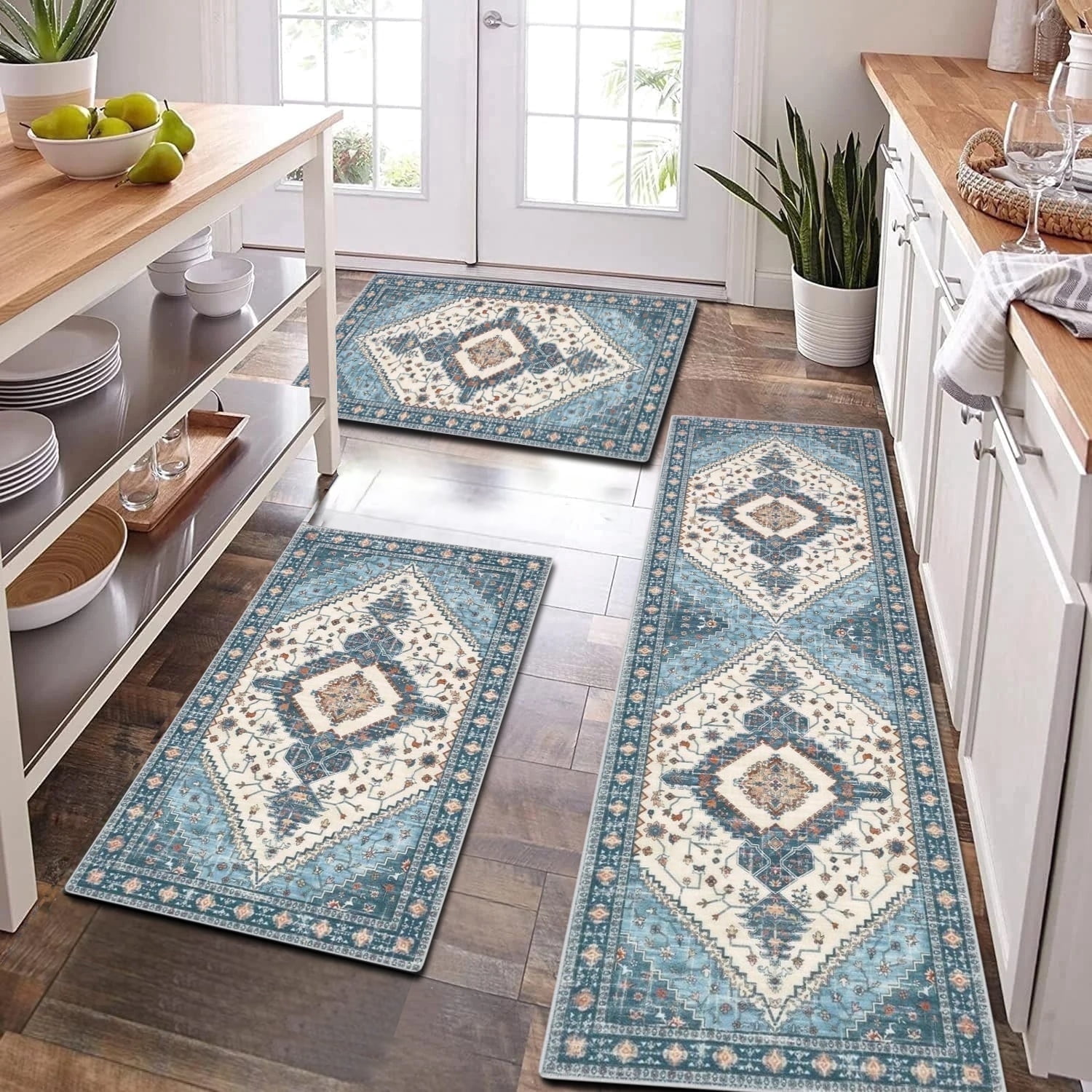 Kitchen Rugs and Runners Set of 3, Yamaziot Kitchen Mat for Floor, Non ...
