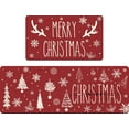 thumbnail image 1 of Christmas Kitchen Rug Set of 2, Merry Christmas Holiday Non Slip Kitchen Mats for Floor Winter Xmas Trees Home Decor Kitchen Floor Rugs for Hallway Laundry Room, 17"x30"+17"x47" (Red), 1 of 6
