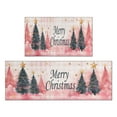 thumbnail image 1 of Christmas Kitchen Rug Set of 2 Non Skid Kitchen Mats for Floor,Merry Christmas Pink Triangle Tree Kitchen Runner for Bathroom,Room Outdoor (47x17+30x17in), 1 of 7