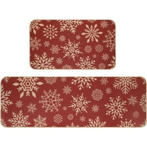 Christmas Kitchen Rug Sets 2 Piece Christmas Snow Waterproof Non-Slip Kitchen Mats and Rugs Winter Christmas Doormat Rubber Back Low-Profile Merry Christmas Home Decorations Kitchen Mats