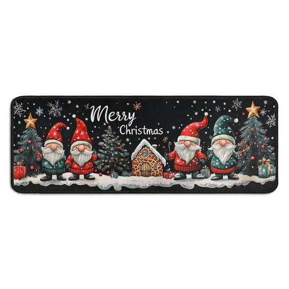 Christmas Kitchen Rug Sets 2 Piece Welcome Christmas Snowflake Kitchen Rugs and Mats Non Skid Rugs for Kitchen Floorfor Farmhouse Door (47x17+30x17 Inches)