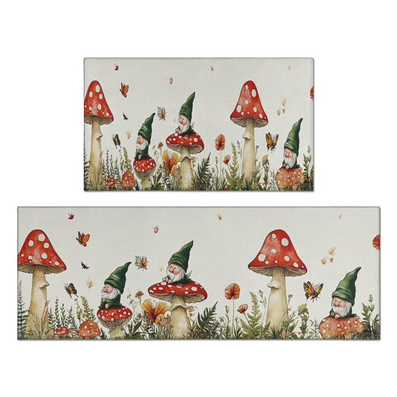 Christmas Kitchen Rug Sets 2 Piece Winter Rustic Wood Merry Xmas Kitchen Mats for Floor Absobent Rugs for Kitchen Floorfor Outdoor Bedroom (47x17+30x17 inches)