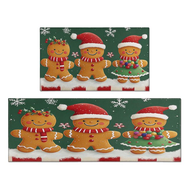 Christmas Kitchen Rug Sets 2 Piece Xmas Forest Rustic Farmhouse Kitchen