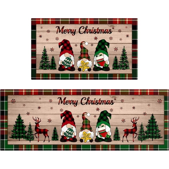 Christmas Kitchen Rugs Christmas Rug Christmas Kitchen Decor Christmas Gnomes Buffalo Border Christmas Kitchen Mat Christmas Mat Kitchen Runner Rugs Comfort Home Decor Non-Slip Floor Mat Doormat
