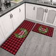 thumbnail image 1 of Christmas Kitchen Rugs Christmas Rug Christmas Kitchen Decor Wreath Red and Black Buffalo Plaid Christmas Kitchen Mat Christmas Mat Kitchen Runner Rugs Comfort Home Decor Non-Slip Floor Mat Doormat, 1 of 5