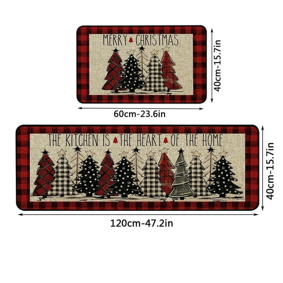 Christmas Kitchen Rugs Christmas Tree Christmas Rugs,Non-Slip Washable Kitchen Mats,Christmas Kitchen Decor,Suitable for Kitchen Holiday Sink Front Kitchen Mat
