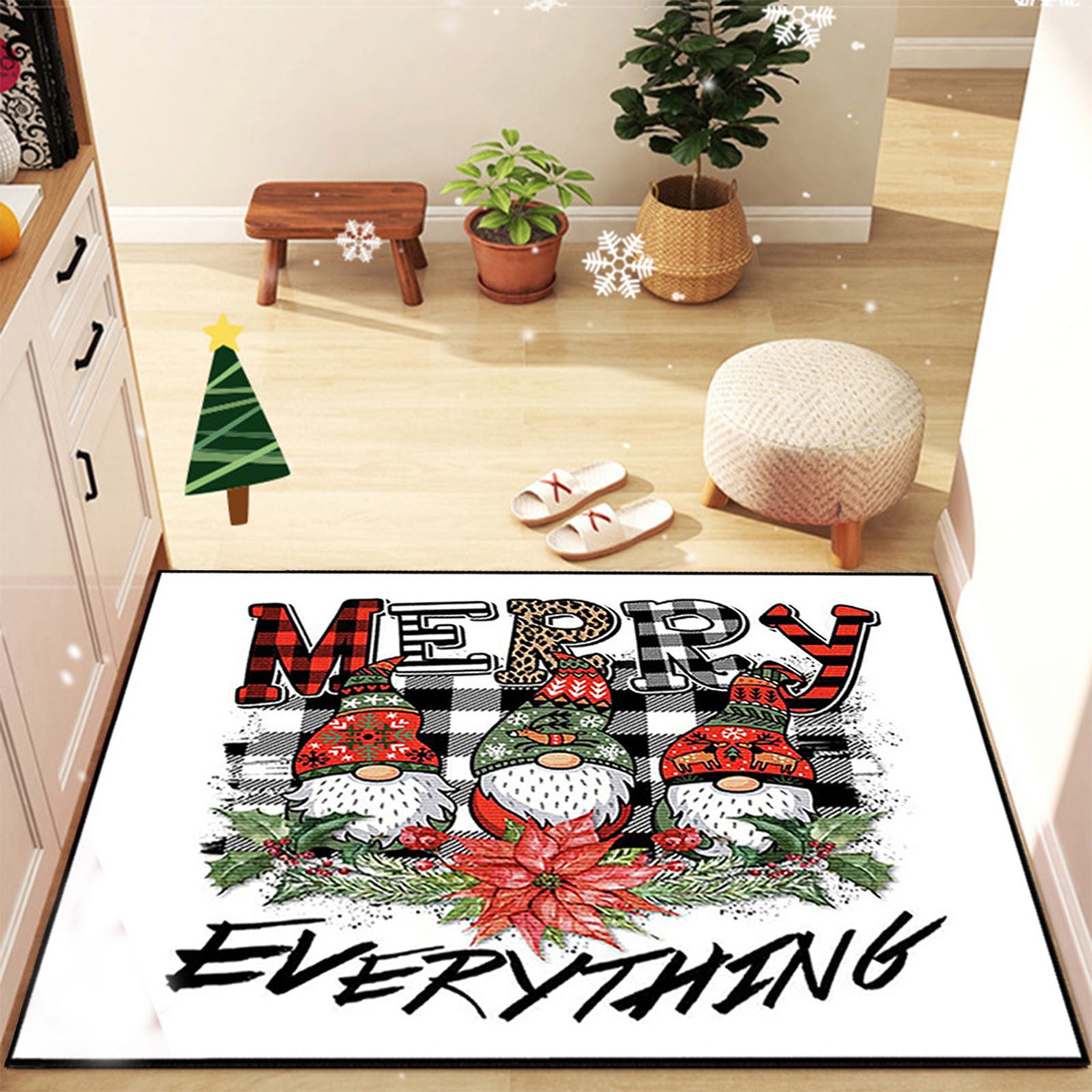 Christmas Kitchen Rugs, Christmas Gnome Kitchen Floor Mat, Non Slip